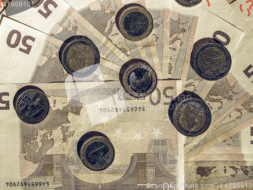 Image of Vintage Euro coins and notes