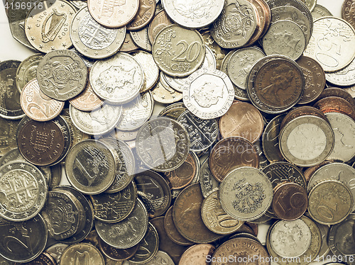 Image of Vintage Euro and Pounds coins