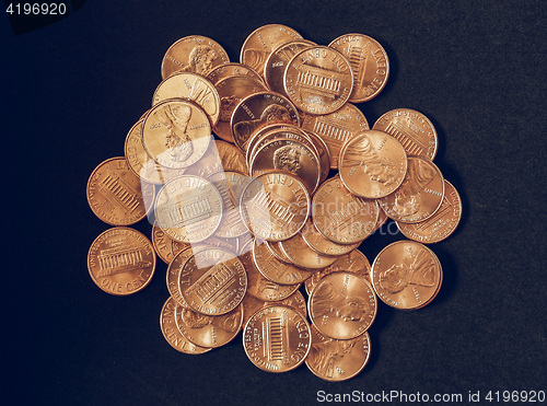 Image of Vintage Dollar coins 1 cent wheat penny cent