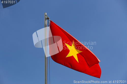 Image of National flag of Vietnam on a flagpole