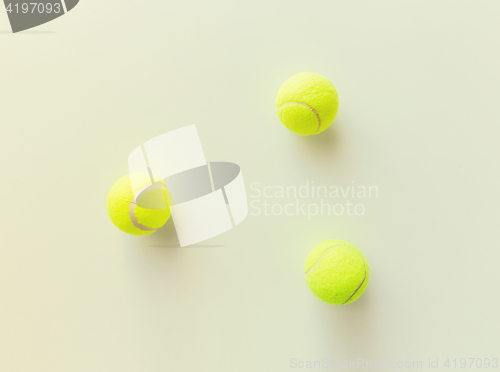 Image of close up of three yellow tennis balls