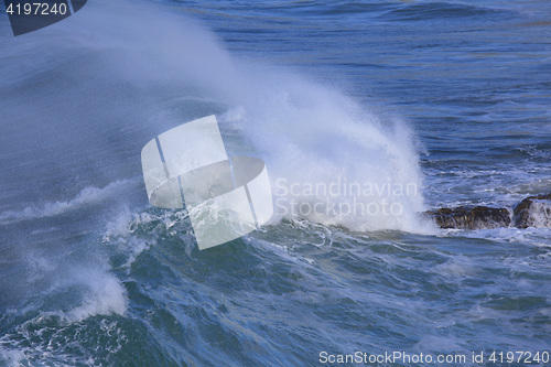 Image of Sea surf great wave break on coastline