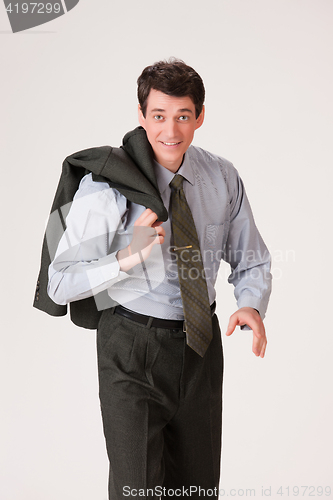 Image of Young Emotional Man In A Business Suit