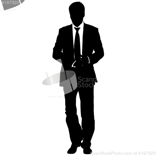 Image of Silhouette businessman man in suit with tie on a white background. illustration