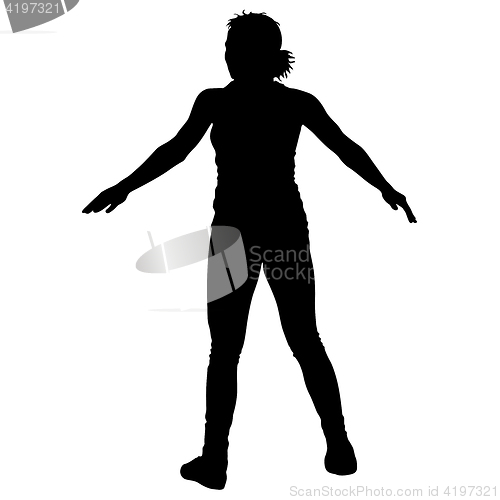 Image of Black silhouettes Dancing on white background. illustration