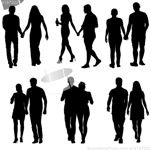 Image of Couples man and woman silhouettes on a white background. illustration