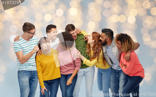 Image of international group of happy laughing people