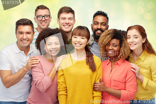 Image of international group of happy smiling people