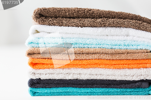 Image of close up of stacked bath towels