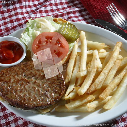 Image of hamburger and fries