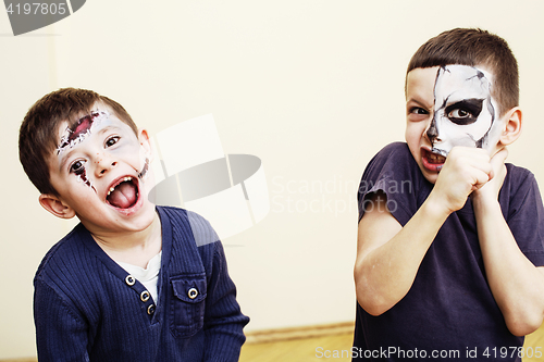 Image of zombie apocalypse kids concept. Birthday party celebration facep