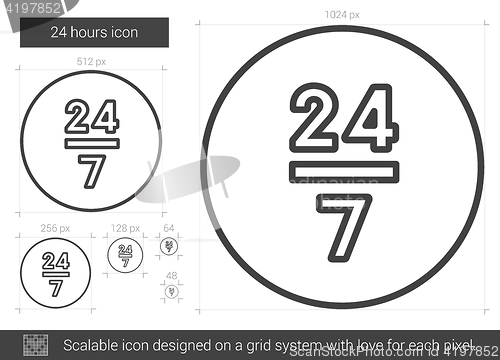 Image of Twenty four hours line icon.