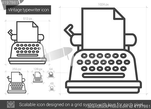 Image of Vintage typewriter line icon.