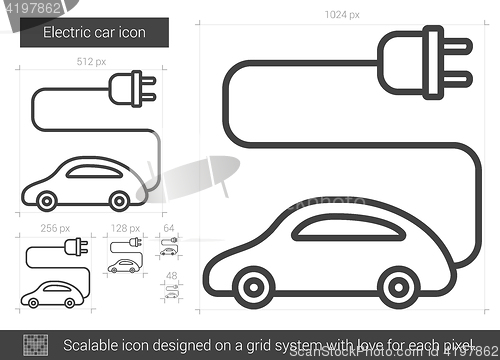 Image of Electric car line icon.