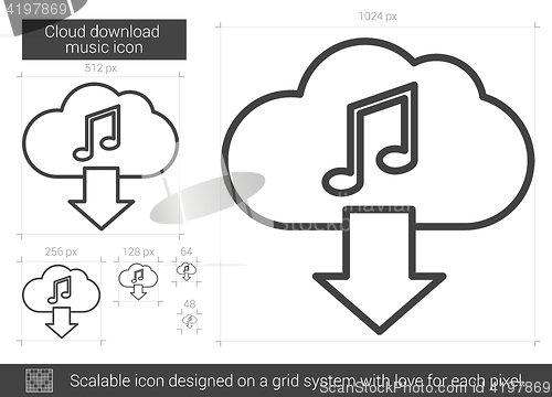 Image of Cloud download music line icon.