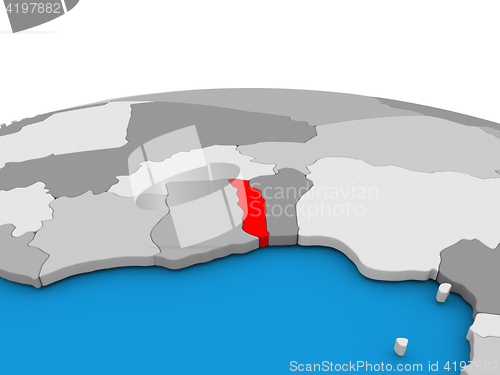 Image of Togo on globe in red