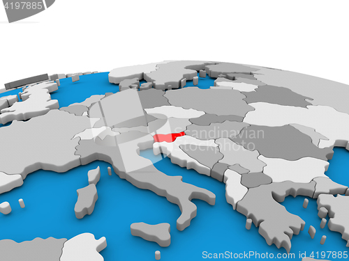 Image of Slovenia on globe in red