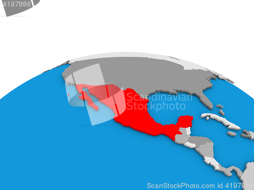 Image of Mexico on globe in red