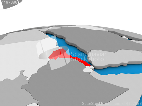 Image of Eritrea on globe in red