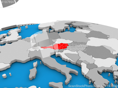 Image of Austria on globe in red
