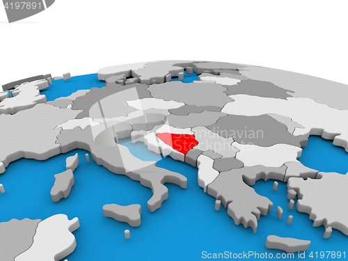 Image of Bosnia on globe in red