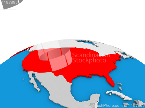 Image of USA on globe in red