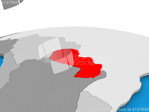 Image of Paraguay on globe in red