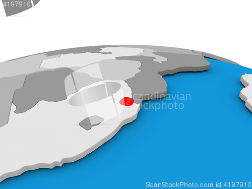 Image of Swaziland on globe in red