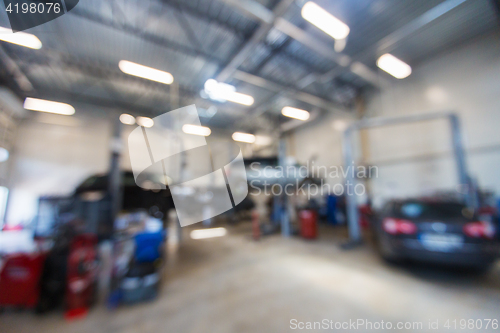 Image of car service station bokeh