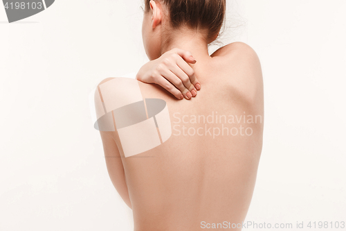Image of The beautiful woman\'s body on white background