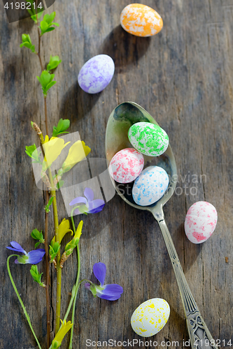 Image of Easter wooden table setting