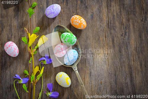 Image of Easter wooden table setting