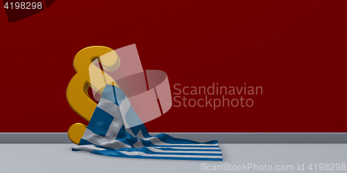 Image of paragraph symbol and greek flag - 3d rendering