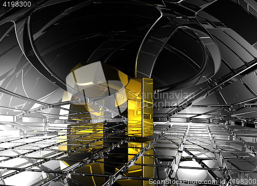 Image of number one in abstract futuristic space - 3d rendering