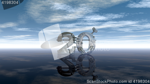 Image of steampunk number twenty under blue sky - 3d illustration