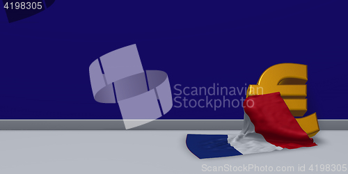 Image of euro symbol and french flag - 3d illustration