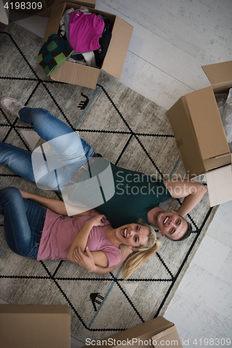 Image of Top view of attractive young couple