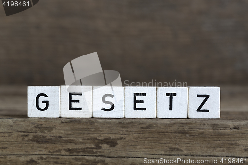 Image of German word law, written in cubes