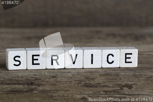 Image of Service, written in cubes    