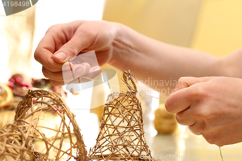 Image of Christmas decoration, golden bells