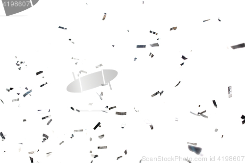 Image of silver confetti over white background