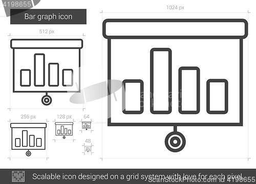 Image of Bar graph line icon.