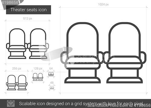 Image of Theater seats line icon.