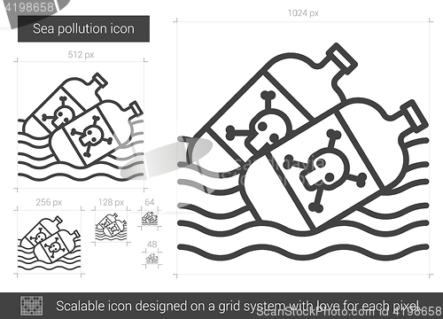 Image of Sea pollution line icon.