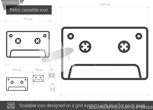 Image of Retro cassette line icon.