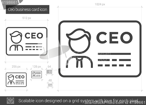 Image of CEO business card line icon.