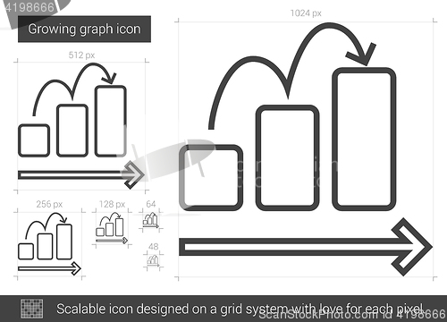 Image of Growing graph line icon.
