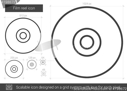 Image of Film reel line icon.