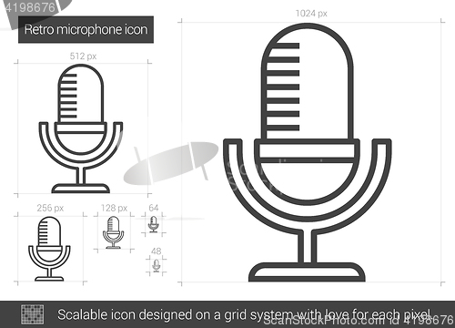 Image of Retro microphone line icon.