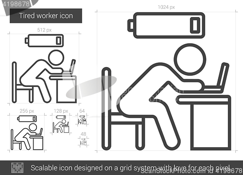 Image of Tired worker line icon.